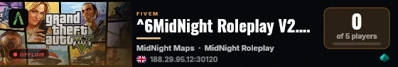 ^6MidNight Roleplay V2.2 -> Dev Server live status badge