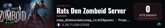 Rats Den Zomboid Server live status badge