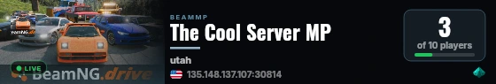 The Cool Server MP live status badge