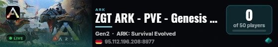 ZGT ARK - PVE - Genesis II (EU) - (v361.7) live status badge