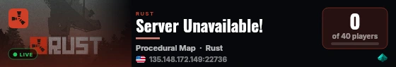 Server Unavailable! live status badge