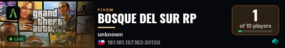 BOSQUE DEL SUR RP live status badge