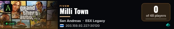 Milli Town live status badge