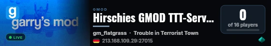 Hirschies GMOD TTT-Server live status badge