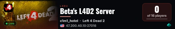 Beta's L4D2 Server live status badge