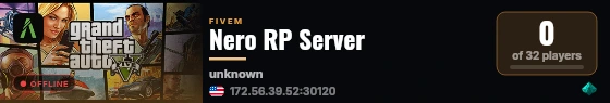 Nero RP Server live status badge