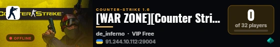 [WAR ZONE][Counter Strike][1.6] live status badge