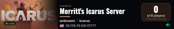 Merritt's Icarus Server live status badge
