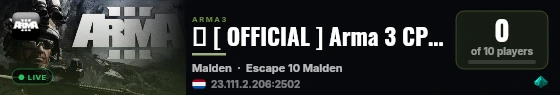 � [ OFFICIAL ] Arma 3 CP by Bohemia Interactive (EU) #01 live status badge