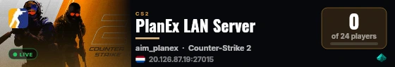 PlanEx LAN Server live status badge
