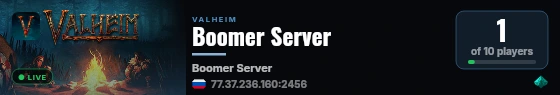 Boomer Server live status badge