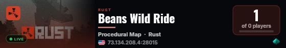 Beans Wild Ride live status badge