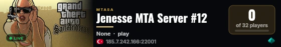 Jenesse MTA Server #12 live status badge
