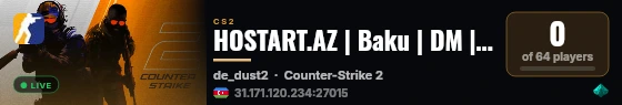 HOSTART.AZ | Baku | DM | 128 tick live status badge