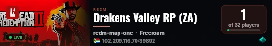 Drakens Valley RP (ZA) live status badge