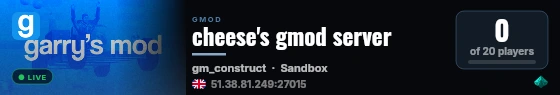 cheese's gmod server live status badge