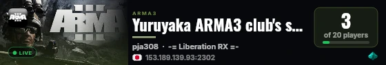 Yuruyaka ARMA3 club's server live status badge