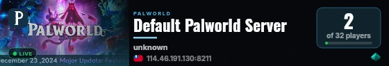 Default Palworld Server live status badge