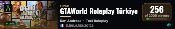 GTAWorld Roleplay Türkiye live status badge