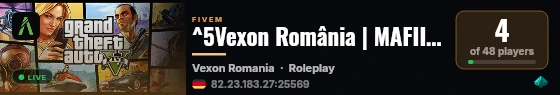 ^5Vexon România | MAFII FREE | STAFF FREE | ADVANCE ROLEPLAY  live status badge
