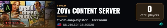 ZOVs CONTENT SERVER live status badge