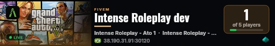 Intense Roleplay dev live status badge