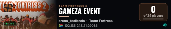 GAMEZA EVENT live status badge