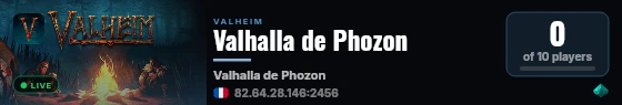 Valhalla de Phozon live status badge