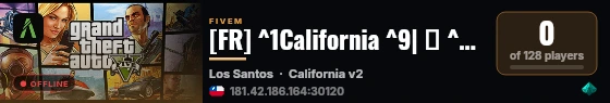 [FR] ^1California ^9| 👊 ^2DEV ^9| 🔊 ^0discord.gg/california live status badge