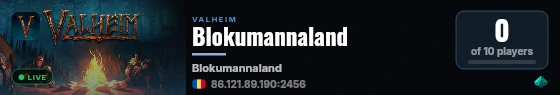 Blokumannaland live status badge