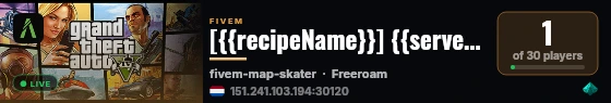 [{{recipeName}}] {{serverName}} live status badge