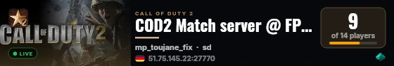 CoD1 Match server @ FPSChallenge.eu live status badge