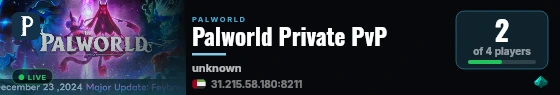 Palworld Private PvP live status badge