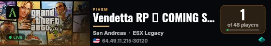 Vendetta RP ➜ COMING SOON!💢 live status badge