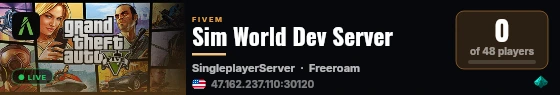 Sim World Dev Server live status badge