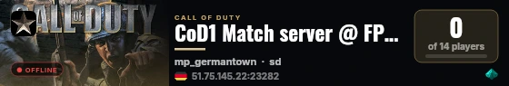 CoD1 Match server @ FPSChallenge.eu live status badge
