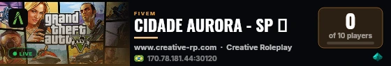 CIDADE AURORA - SP 🌴 live status badge