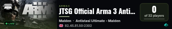 JTSG Official Arma 3 Antistasi Server live status badge