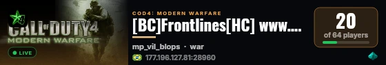 [BC]Frontlines[HC] www.BloodCulture.com.br [WAR todo Domingo as 20h] live status badge