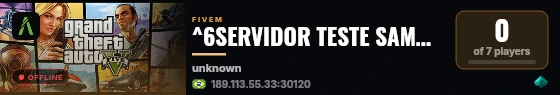 ^6SERVIDOR TESTE SAMUS🌈 live status badge