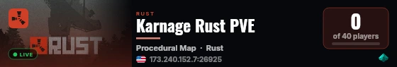 Karnage Rust PVE live status badge
