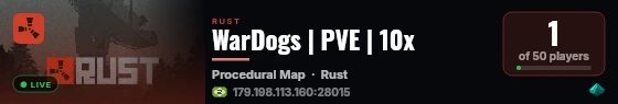 WarDogs | PVE | 10x live status badge