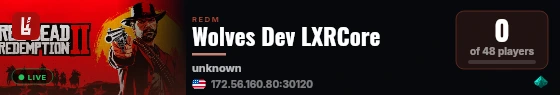 Wolves Dev LXRCore live status badge