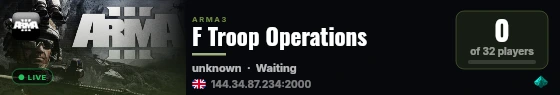 F Troop Operations live status badge