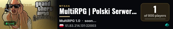 MultiRPG | Polski Serwer RPG • Duze zarobki • Darmowe premium • Voice • live status badge