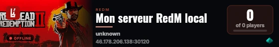Mon serveur RedM local live status badge