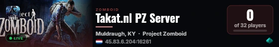 Takat.nl PZ Server live status badge