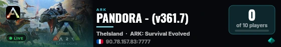 PANDORA - (v361.7) live status badge