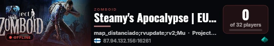 Steamy's Apocalypse | EU, PVP, PVE, Modded | Wipe 2026-09-18 live status badge