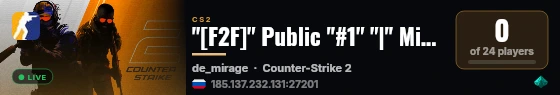 "[F2F]" Public "#1" "|" Mirage only "|" MSK live status badge